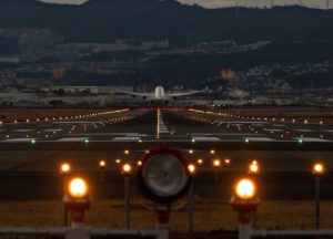 An aircraft departs the airport